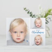 Multiple Photo Blue Merry kerstfeestay Kaart (Staand voorkant)