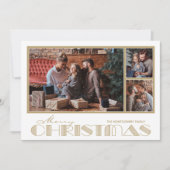 Multiple Photo Gold Merry kerst Feestdagenkaart (Voorkant)