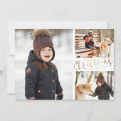 Multiple Photo Gold Merry kerst Feestdagenkaart (Voorkant)