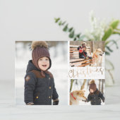 Multiple Photo Gold Merry kerst Feestdagenkaart (Staand voorkant)