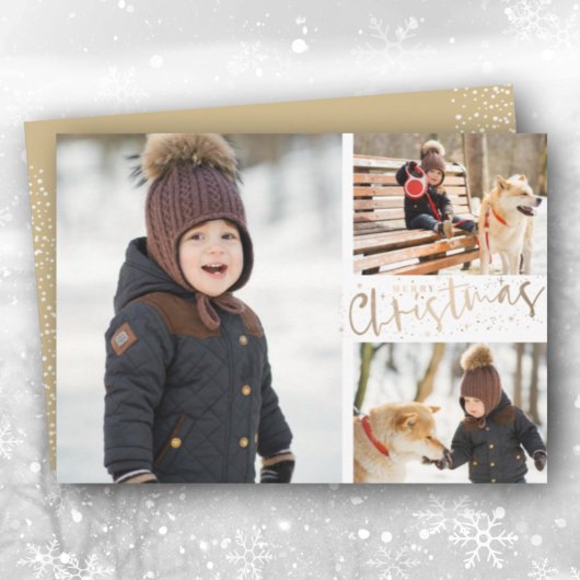 Multiple Photo Gold Merry kerst Feestdagenkaart