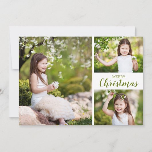 Multiple Photo Green kerst Feestdagenkaart (Voorkant)