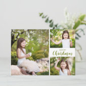 Multiple Photo Green kerst Feestdagenkaart (Staand voorkant)