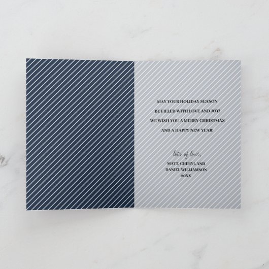 Multiple Photo Merry Christmas Blue Folded Feestdagen Kaart (Binnen)