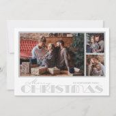Multiple Photo Silver Merry Kerstry Feestdagenkaart (Voorkant)