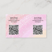 Multiple QR Code 2 Names & Contact Pink Glitter Visitekaartje (Achterkant)