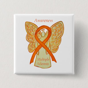 Multiple sclerose Angel Awareness Ribbon Pins Vierkante Button 5,1 Cm