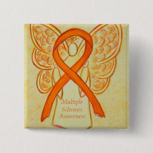 Multiple sclerose Angel Awareness Ribbon Pins Vierkante Button 5,1 Cm