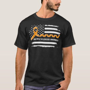 Multiple Sclerose Awareness American Flag Orang T-shirt
