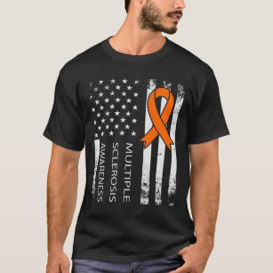 Multiple Sclerose Awareness American Flag Retro T-shirt