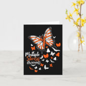 Multiple Sclerose Awareness Butterfly Oranje Ribb Kaart (Gele Bloem)