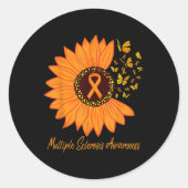 Multiple Sclerose Awareness Lint Bloem MS Butt Ronde Sticker (Voorkant)