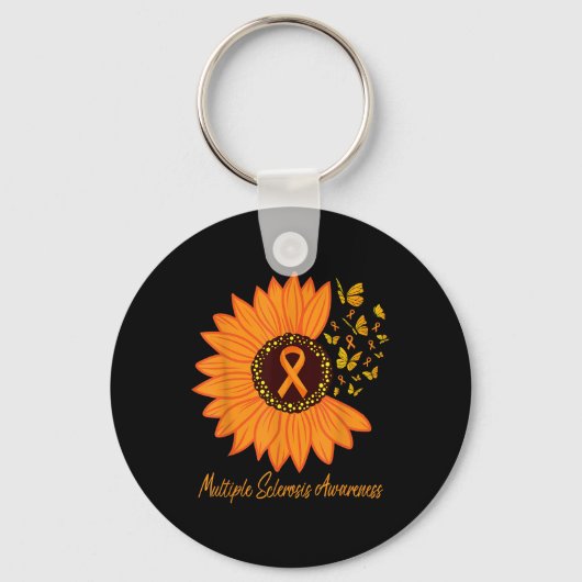 Multiple Sclerose Awareness Lint Bloem MS Butt Sleutelhanger (Voorkant)