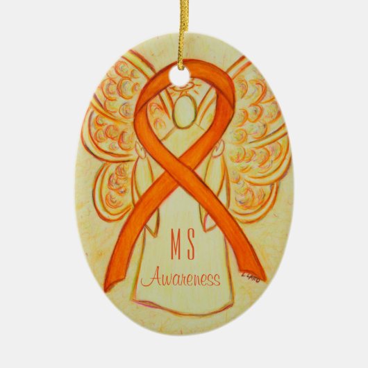 Multiple Sclerose Awareness Ribbon Angel Ornament (Voorkant)