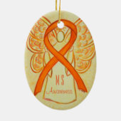 Multiple Sclerose Awareness Ribbon Angel Ornament (Achterkant)
