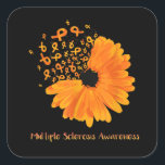 Multiple Sclerose Awareness Ribbon Flower MS Hope Vierkante Sticker<br><div class="desc">Meervoudige sclerose Bewustheid Lint Vloer MS Hope</div>