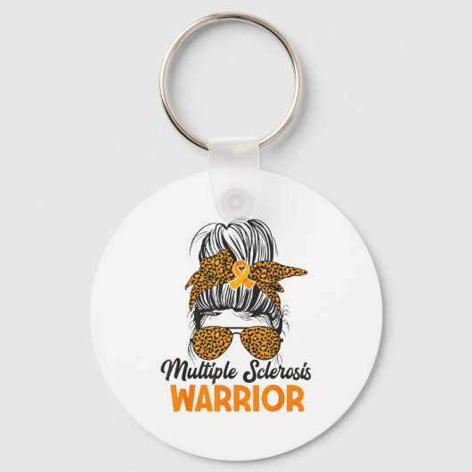 Multiple Sclerose Bewustzijn Warrior Rommelige Kno Sleutelhanger (Voorkant)