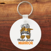 Multiple Sclerose Bewustzijn Warrior Rommelige Kno Sleutelhanger (Voorkant)