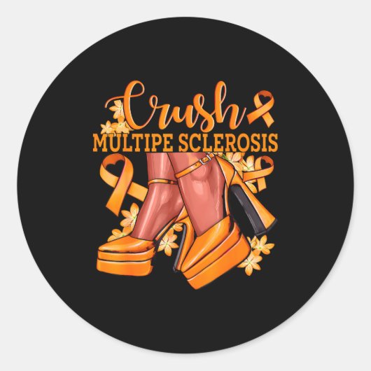 Multiple Sclerose Bling Oranje Lint Bewust Ronde Sticker (Voorkant)
