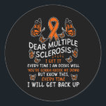 Multiple Sclerose Butterfly Ribbon World Ms Day Ronde Sticker<br><div class="desc">multipele sclerose butterfly lint wereld ms dag</div>