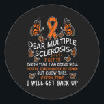 Multiple Sclerose Butterfly Ribbon World Ms Day Ronde Sticker<br><div class="desc">multipele sclerose butterfly lint wereld ms dag</div>