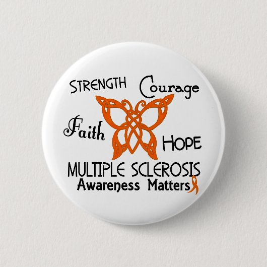 Multiple sclerose Celtic Butterfly 3 Ronde Button 5,7 Cm (Voorkant)