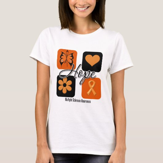 Multiple Sclerose Hope Love Inspire Awareness T-shirt (Voorkant)