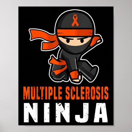 Multiple Sclerose Ninja Bewustzijn Grappig Oranje Poster (Voorkant)