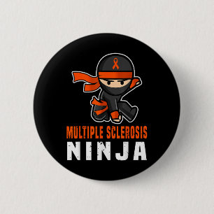 Multiple Sclerose Ninja Bewustzijn Grappig Oranje  Ronde Button 5,7 Cm