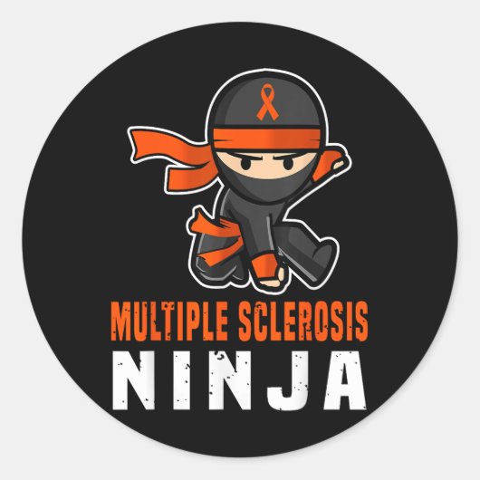 Multiple Sclerose Ninja Bewustzijn Grappig Oranje Ronde Sticker (Voorkant)