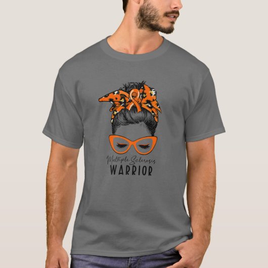 Multiple Sclerose Warrior Leopard Messy Bun MS Wa T-shirt (Voorkant)