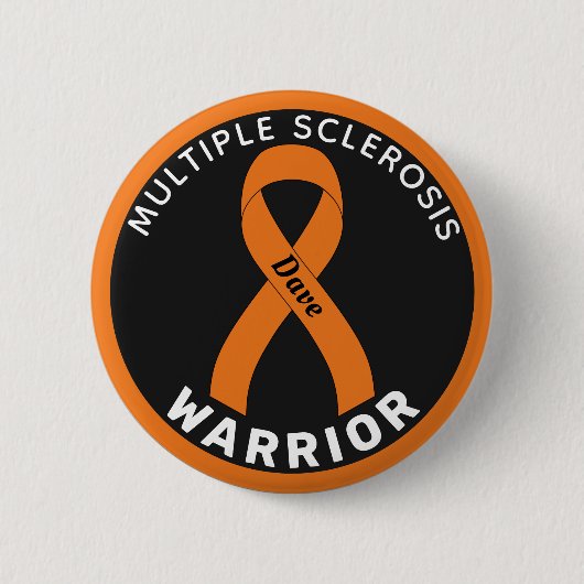 Multiple Sclerose Warrior Ribbon Black Button (Voorkant)