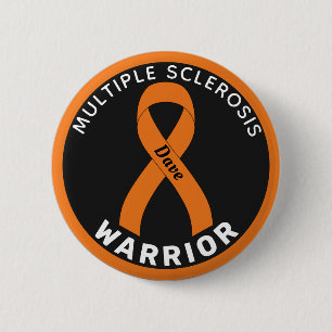 Multiple Sclerose Warrior Ribbon Black Button