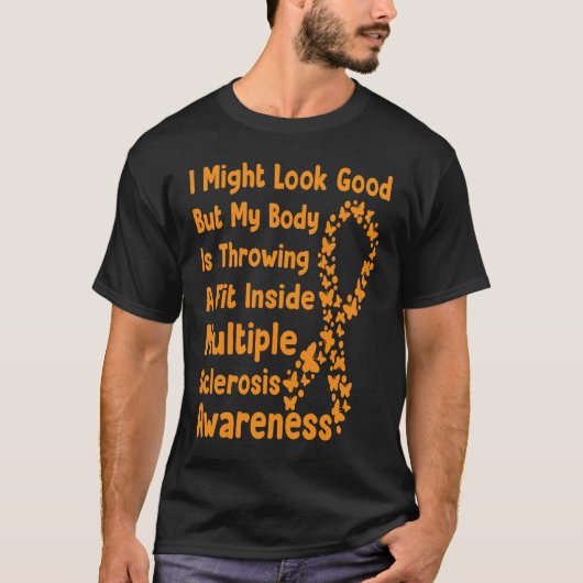 Multiple Sclerosis Awareness Month Orange Ribbon a T-shirt (Voorkant)