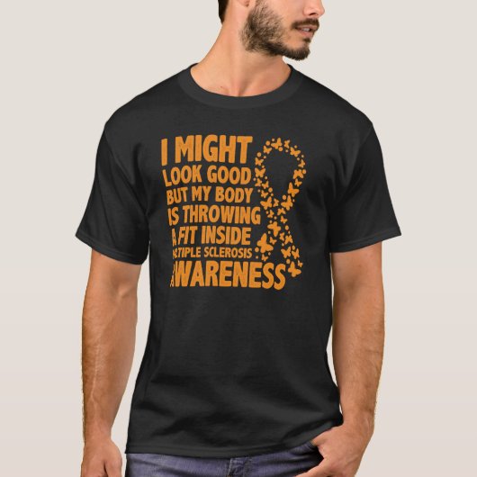 Multiple Sclerosis Awareness Month Orange Ribbon a T-shirt (Voorkant)