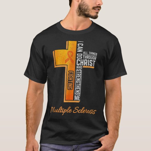 Multiple Sclerosis Awareness MS Ribbon Christian C T-shirt (Voorkant)