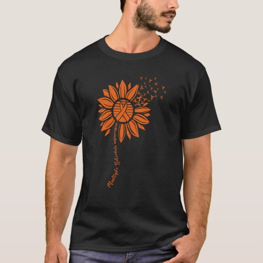 Multiple Sclerosis Awareness Orange Sunflower MS W T-shirt (Voorkant)
