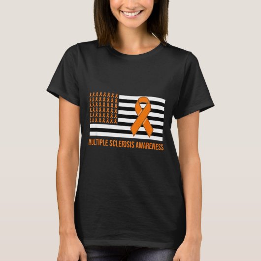 Multiple Sclerosis Awareness - Ribbon Flag  T-shirt (Voorkant)