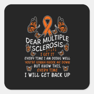Multiple Sclerosis Butterfly Ribbon World Ms Day Vierkante Sticker