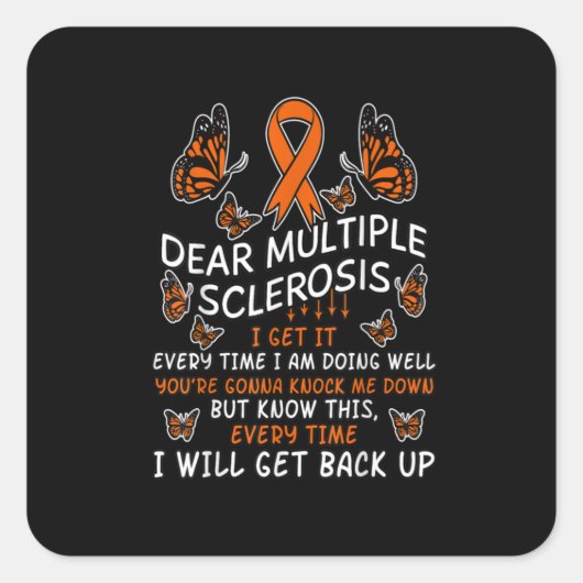 Multiple Sclerosis Butterfly Ribbon World Ms Day Vierkante Sticker (Voorkant)
