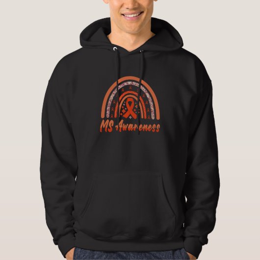 Multiple Sclerosis Orange Ribbon Men Women MS Awar Hoodie (Voorkant)