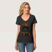 Multiple Sclerosis Warrior Vrouwen Bril Messy Bun T-shirt (Voorkant volledig)