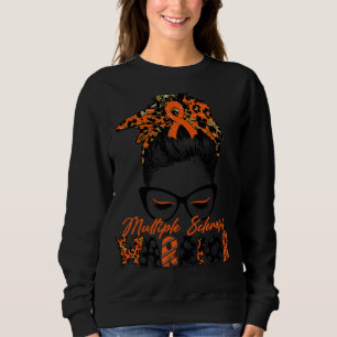 Multiple Sclerosis Warrior Vrouwen Bril Messy Bun Trui