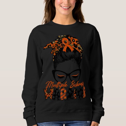 Multiple Sclerosis Warrior Vrouwen Bril Messy Bun Trui (Voorkant)