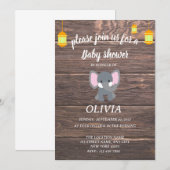 Multiplex achtergrond baby elefant baby shower kaart (Voorkant / Achterkant)