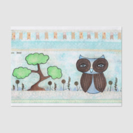 Multiplex Media Blue Owl Art Print Tissue Paper Tissuepapier