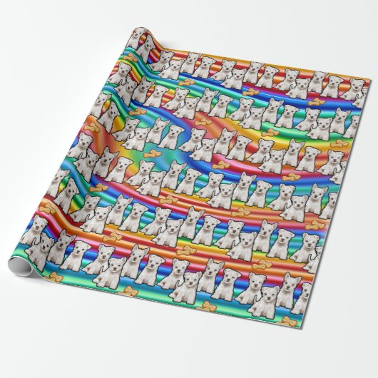 Multipups regenboogcadeautje cadeaupapier (Uitgerold)
