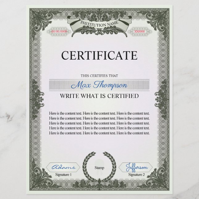 Multipurpose Certificate (Voorkant)