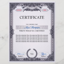Multipurpose certificate