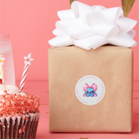 Multipurpose circles Canva Stitch pink Ronde Sticker (Feest)